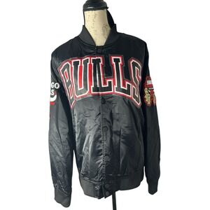 Pro Standard Men's Chicago Bull‎ Embroidered Logo SATIN Jacket BLACK Size M